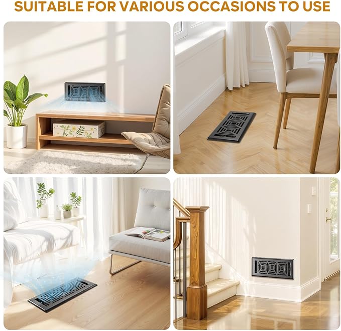 Floor Register 4x14, 4 Pack Floor Vent Covers, Heavy Duty Steel Walkable Floor - Image 5