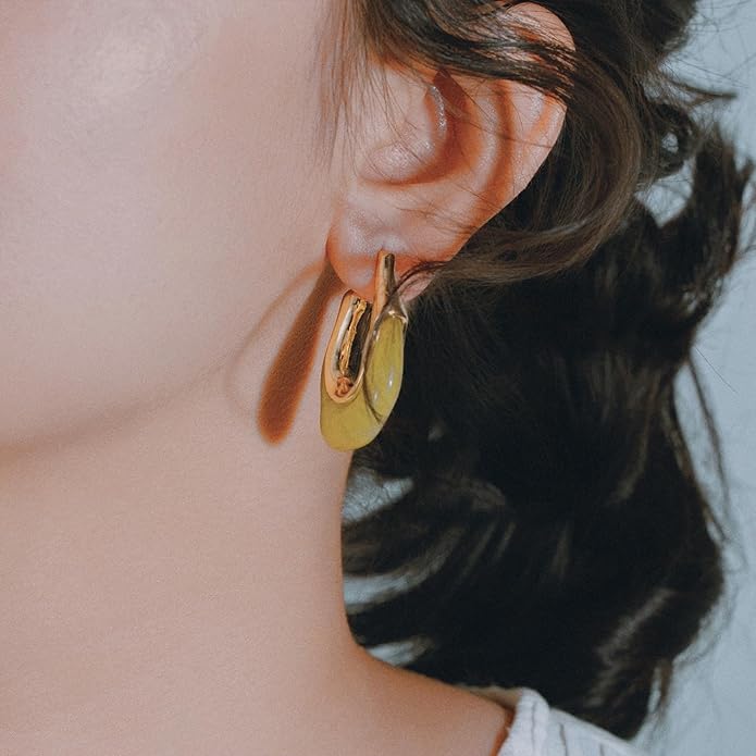 Acrylic Hoop Earrings Chunky Huggie Statement Vintage Earrings Cute Resin Drop Earring Trendy Jewelry Gifts for Women