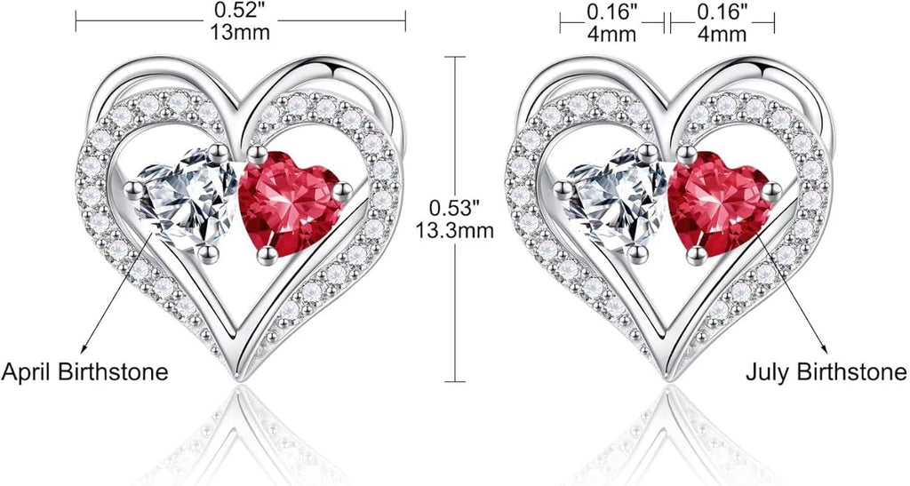 Iefil Valentines Day Gifts for Her - 925 Sterling Silver Birthstone Earrings, Anniversary Birthday Gifts for Women Wife Girlfriend Mom