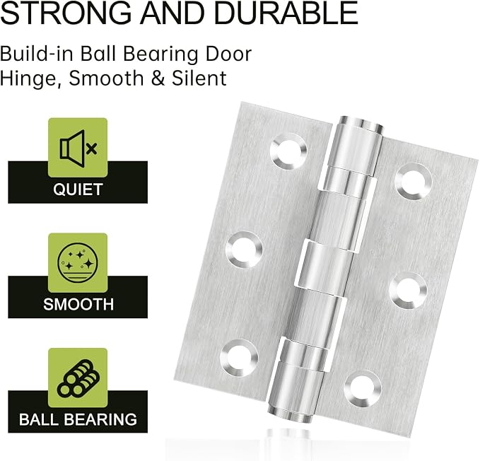 6Pcs Stainless Steel Door Hinges 3 Inch, Heavy Duty Ball Bearing Hinges - Image 4