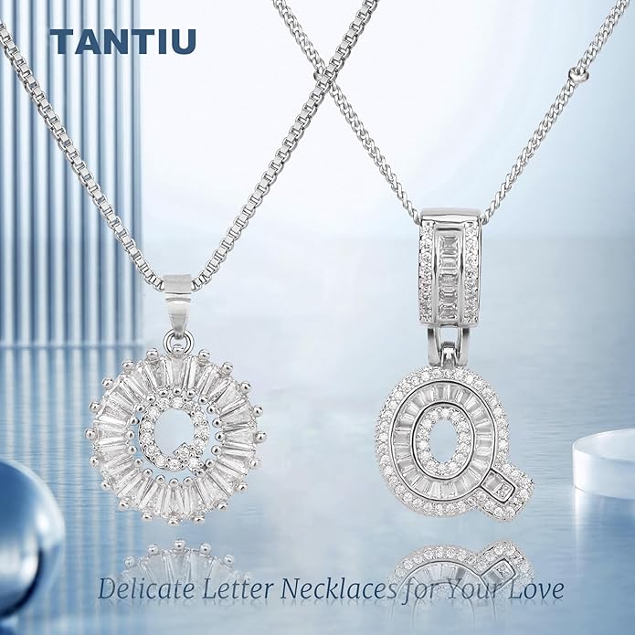 14K Gold Plated Alphabet Necklace Cubic Zirconia Letter Pendant, Personalized Name Jewelry Gift for Women, Customizable A-Z, Birthday/Mothers Day Gifts for Womens
