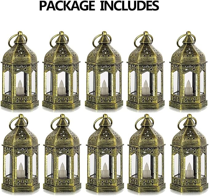 Hewory 10PCS Gold Mini Lanterns - Image 7