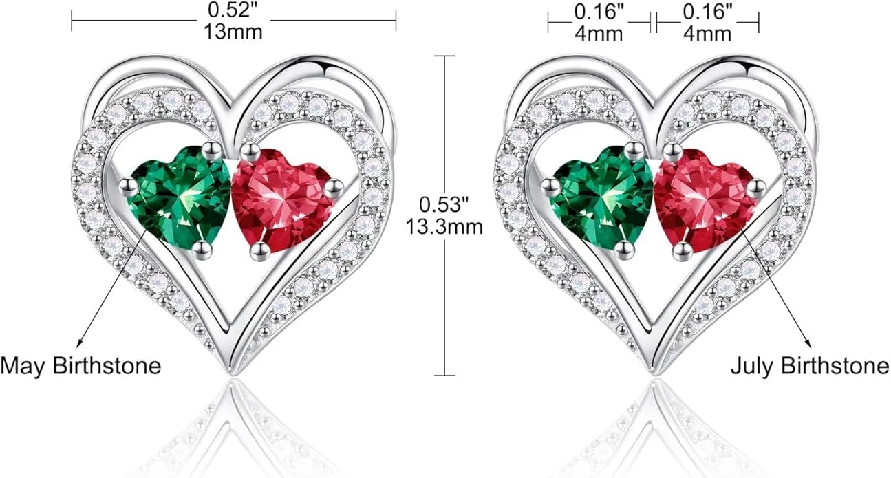 Iefil Valentines Day Gifts for Her - 925 Sterling Silver Birthstone Earrings, Anniversary Birthday Gifts for Women Wife Girlfriend Mom