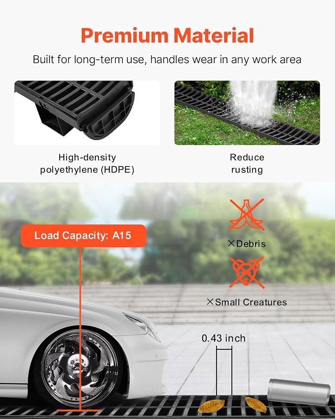VEVOR Trench Drain System 5 Pack, Channel Drain - Image 6