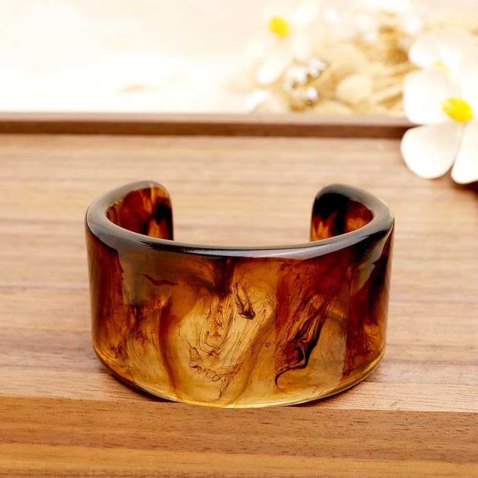 Chunky Resin Wide Bangle Bracelets for Women, Trendy Statement Minimalist Acrylic Bracelet Prom Holiday Jewelry Gift