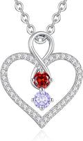 LOUISA SECRET Infinity Double Birthstone Necklace, 925 Sterling Silver Tiny Pendant Heart Necklace for Women Wife Her, Best Jewelry Gift Heart Jewelry Meaningful Gift for Valentine's Day, Christmas, Birthday Anniversary