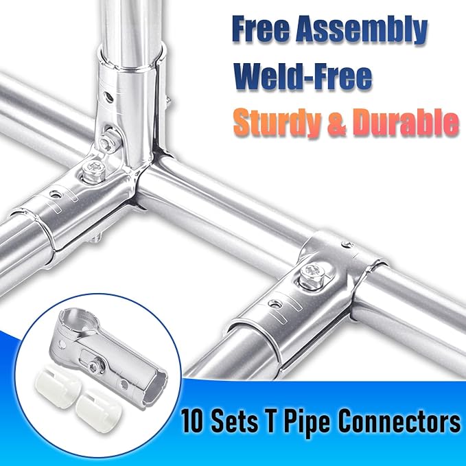 10 Sets T Pipe Connector Tee Clamp Fittings, Carbon Steel Heavy Duty, Fit 3/4" - Image 7