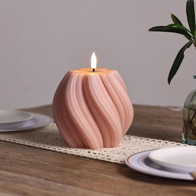 Dusty Pink Swirl Flameless Candles - Image 8