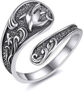 Spoon Rings 925 Sterling Silver Adjustable Hummingbird/Shark/Daisy/Tree Of Life/Dragonfly/Witches Knot/Sea Turtle Ring Thumb Rings Birthday Jewelry Gifts for Women Mother