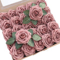 Artificial Flowers 50pcs Real Looking Dusty Rose Foam Fake Roses by Floroom