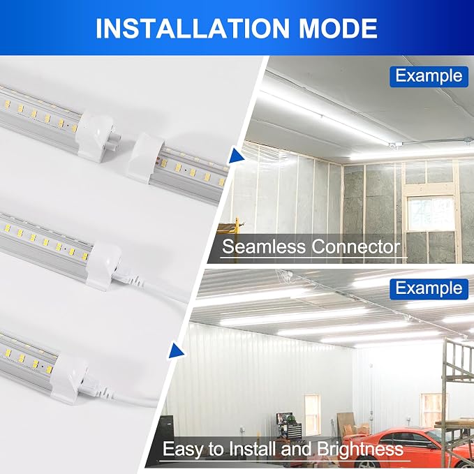 XLNYUUI Led Shop Lights, 4FT LED Light 50W 6500K 7000LM Led Daylight, Garage - Image 5