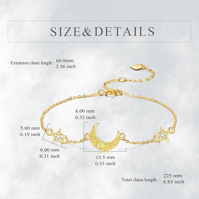 KECHO 14k Yellow Gold Butterfly/Dragonfly/Frog/Sunflower/Daisy/Tree of life/Moon/Clover Bracelet Anklet for Women