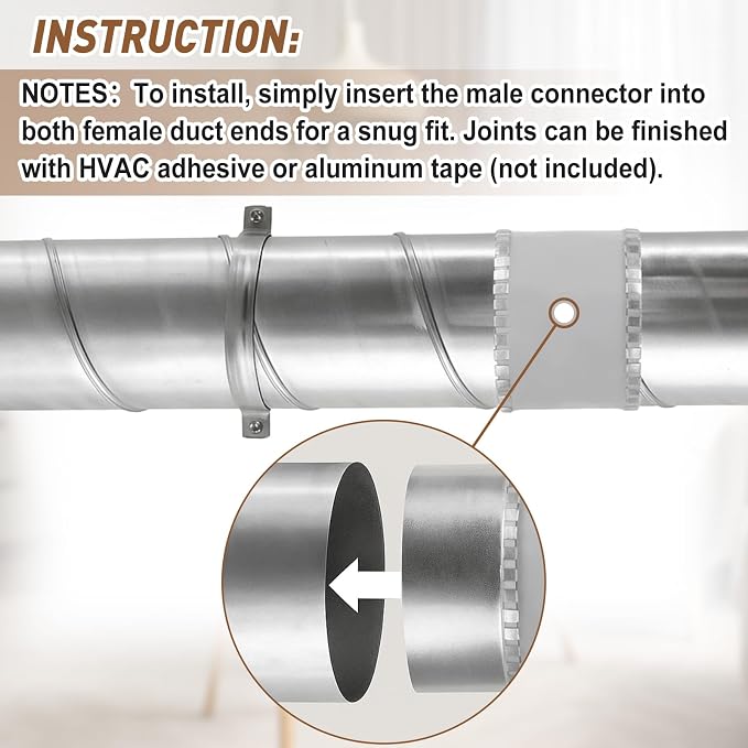 4 Inch Flexible Duct Connector, Round Dryer Vent Connector Galvanized Steel - Image 4