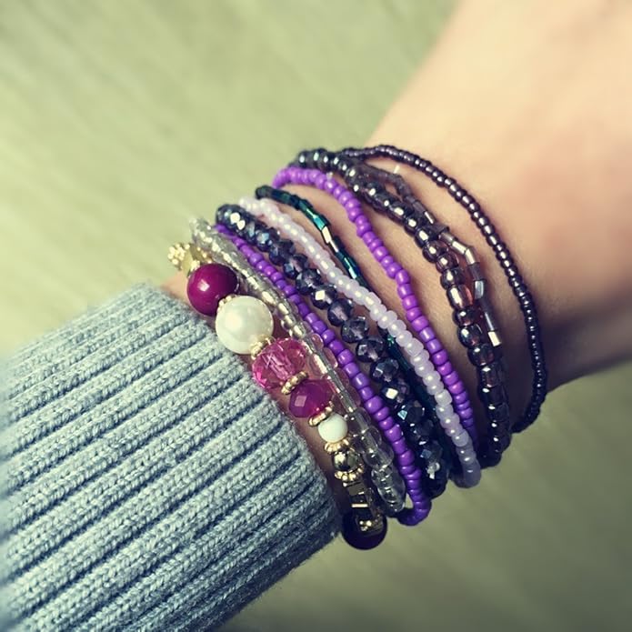 MengPa Beaded Bracelets for Women Trendy Stacks Boho Bead Bracelet Pack Friendship Jewelry