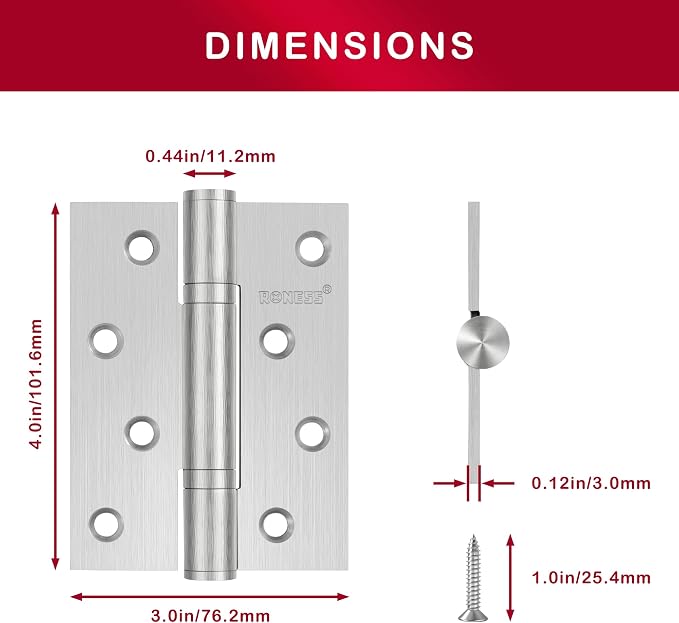 2 Pack RONESS Stainless Steel Hinge, Heavy Duty, Long-Lasting, Smooth and Quiet - Image 3