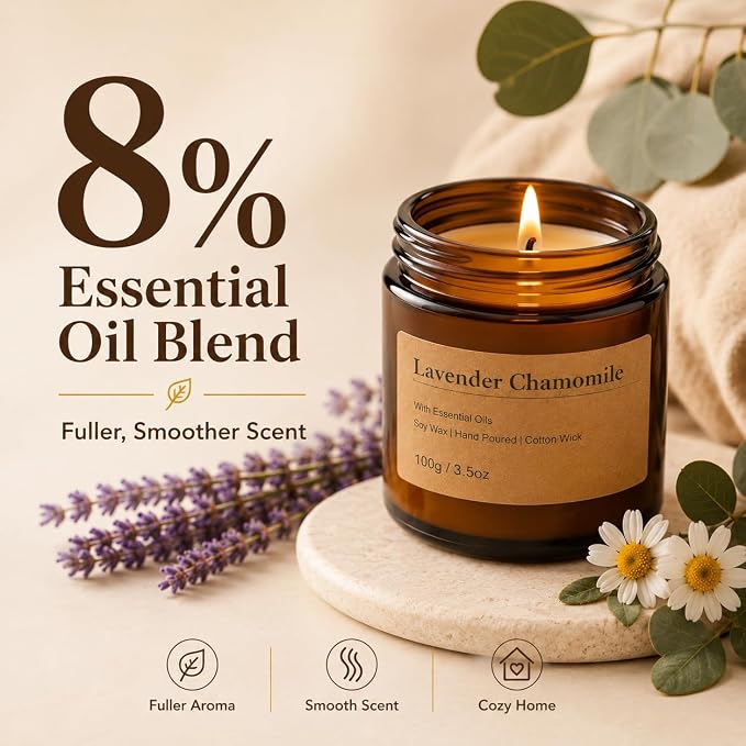 6-Pack Scented Candles for Home, 3.5 Oz Soy Wax Aromatherapy Candle Gift Set - Image 3