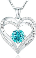 CDE Valentine's Day Gift Forever Love Heart Necklaces for Women, Wedding Anniversary, Birthday Mothers Christmas Day Gifts for Mom, Mother, Wife, S925 Silver Jewelry with Birthstone Pendant