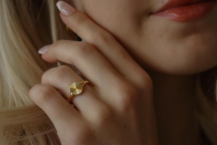 Elegant 18K Gold Plated Stainless Steel Ring – Fine Metal-Plated Jewelry with Durable, Scratch-Resistant Design for Daily Wear & Special Occasions