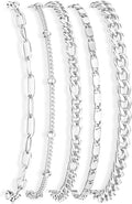 Gold Bracelets Set for Women Non Tarnish Trendy,14K Gold Plated Dainty Stackable Paperclip Cuban Link Chain Bracelets, Simple Cute Cuff Bracelets Jewelry Set Adjustable 7"+2"