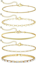 MBW Gold Bracelets for Women Trendy, Dainty 14K Gold Plated Bracelet Stack Beaded Chain Bracelet Set Thin Small Cute Paperclip Bracelets Fashion Waterproof Jewelry Gift Gold Accessories for Women