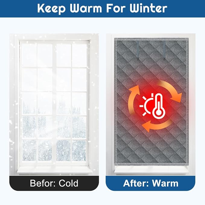Window Insulation kit, 3-Layer Cotton Thermal Insulated Window Cover 47 Inch x - Image 5
