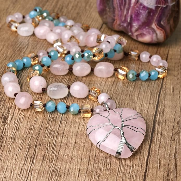 Yomisa Boho Necklaces for Women Men Long,33/34/35 Inch Natural Turquoise Tiger Eye Beaded Stone Pendant Necklaces for Women Trendy,Handmade Bohemian Western Bead Necklace Fashion Charm Jewelry Gift