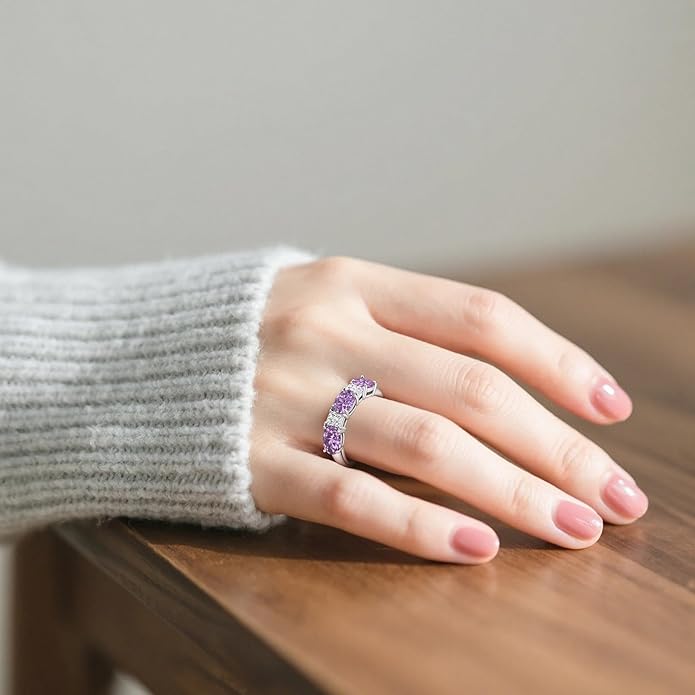 925 Sterling Silver Birthstone Rings for Women - Adjustable Size Women Jewelry Birthday Gifts for Girlfriend,Wife,Mom