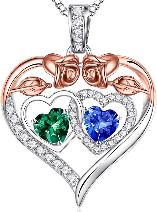 Iefil Valentines Day Gifts for Her - 925 Sterling Silver Rose Heart Necklaces for Women, Anniversary Birthday Gifts for Wife Girlfriend Mom