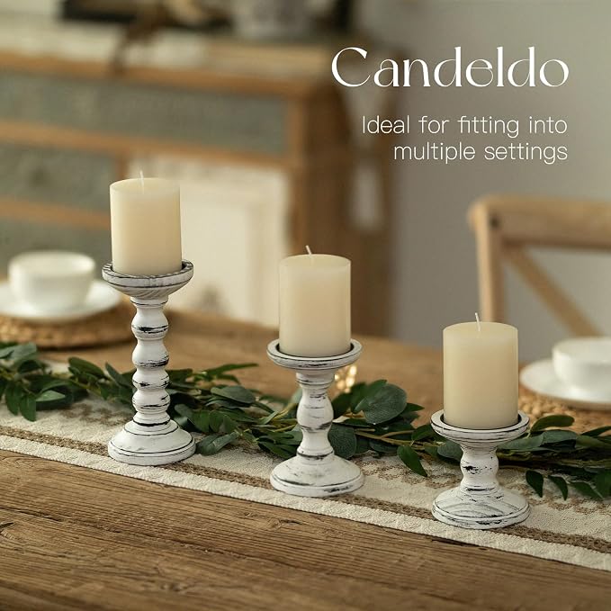 Wood Candle Holders for Pillar, Table Centerpiece, Tall Shabby Chic Decor - Image 2
