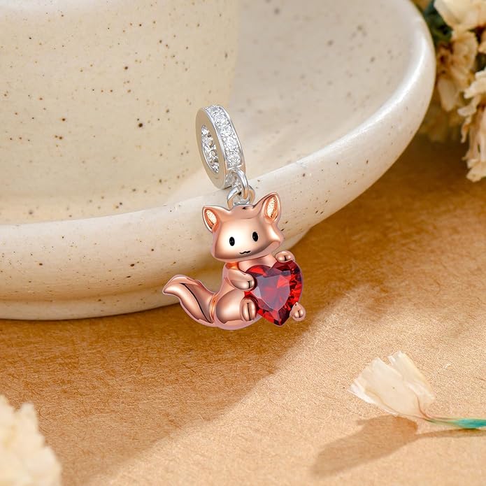 PROESS Sterling Silver/Red Panda/Cow/Highland Cow/Otter/Squirrel/Elephant/Axolotl/Cat/Fox/Bee/Butterfly/Hummingbird/Tiger/Lion/Mokeny/Koala/Dog Charm Animal Charms Bead for Jewelry Making