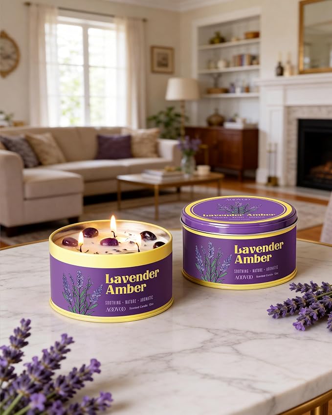 AOOVOO Lavender Candle for Relax - 12oz Large Scented Candle - Image 7