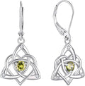 Starchenie Celtic Knot Dangle Earrings Sterling Silver Trinity Love Knot Leverback Earrings Gemstones Jewelry for Women