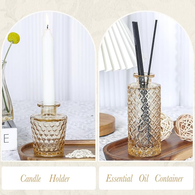 UPBUD Amber Gold Glass Bud Vases Set of 5, Small Vases - Image 7