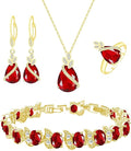 LMXXVJ Jewelry Set for Women,Teardrop Cubic Zirconia Necklace Earrings Adjustable Ring Bracelet Jewelry Set Formal Jewelry Gift