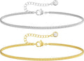 DEARMAY Dainty 14K Gold Plated Ankle Bracelets for Women, Waterproof 14K Gold Plated Link Chain Anklets Non Tarnish Set Pack Summer Beach Jewelry Gift