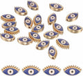 MECCANIXITY 20 Pcs Eye Shaped Evil Eye Beads Colorful Flat Loose Spacer Evil Eye Charms for DIY Bracelet Earrings Necklace Crafts Jewelry Making, Bright Blue