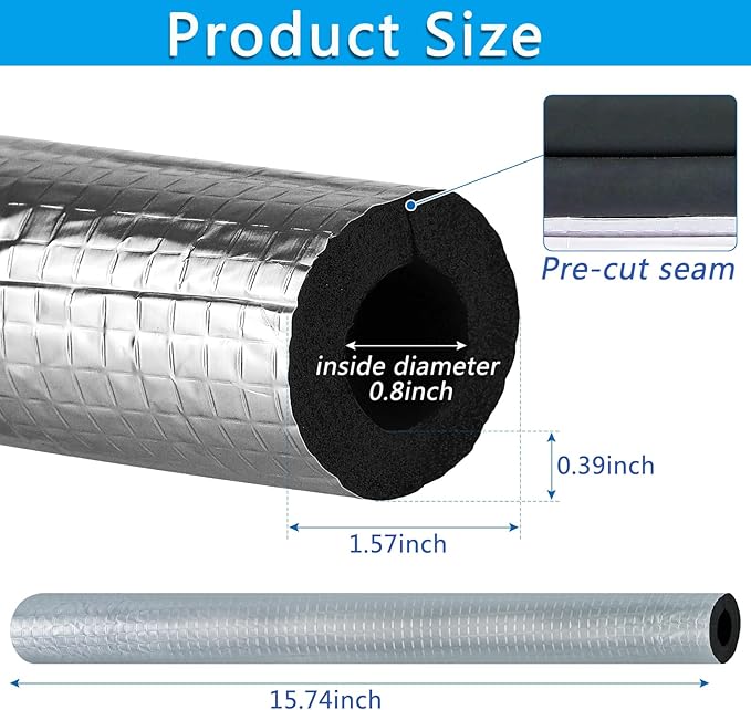 10 Pcs Pipe Insulation Foam Tube Self Adhesive Insulation Foam Wrap | 1.3Ft x - Image 2
