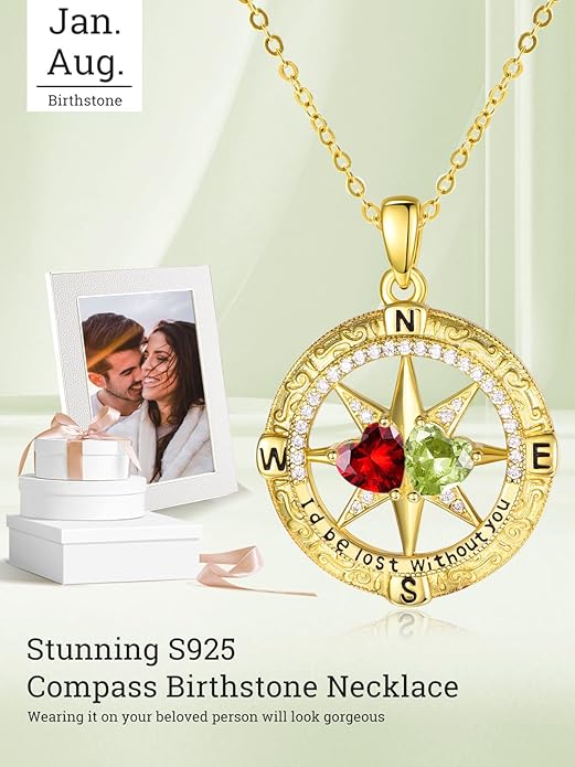 Valentine's Day Gifts for Wife 925 Sterling Silver Double Birthstone Pendant Necklaces I Love You for Always and Forever Necklace Anniversary Birthday Gifts for Wife Girlfriend Mom Her