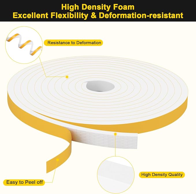 Square Foam Tape for Door & Large Gap, Strong Adhesive, 1/2x1/2in | Blocks - Image 4