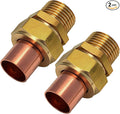 2 Pack 1/2" C x MIP LF Brass Pipe Copper Union Sweat to Male | by Otoolling