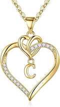 STORUP Valentines Gifts for Her Teen Girls - Heart Initial Necklaces for Women Girls, 14K-Gold-Plated CZ Initial A-Z Heart Necklaces for Teen Girl Jewelry Valentines Gifts for Women Mom Wife Sister