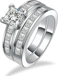 1 to 5 Carat Moissanite Ring Set S925/10K/14K/18K Gold, Princess Cut VVS1 Clarity D Color Moissanite Engagement Rings Set Luxury Bridal Jewelry Wedding Gifts for Women