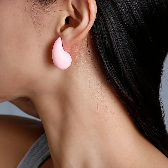 Chunky Acrylic Hoop Earrings, Lightweight Waterdrop Hoops Earrings, Hypoallergenic Trendy Jewelry for Women