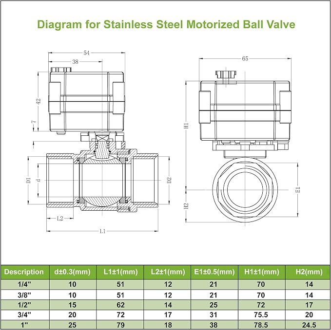 Motorized Ball Valve 1 in U.S. Solid 316 Stainless Steel IP67 Waterproof 9-24V - Image 7