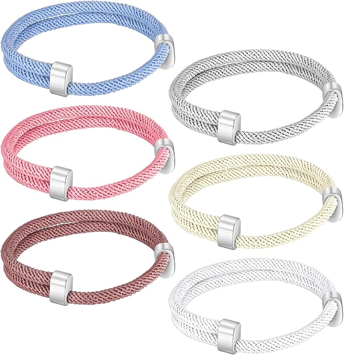 TempBeau Nautical Braided Rope Bracelets Set - 6 Pcs Adjustable Braided Cord Bracelet, Handmade Navy Marine String Bracelet with Metal Knot, Men Women Braided Bracelets Gifts