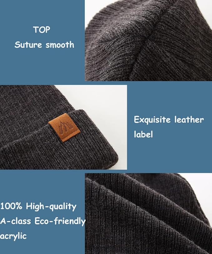 Moon Kitty 2PCS Baby Beanie Soft Toddler Beanie Warm Knitted Infant Winter Hats for Baby Boys