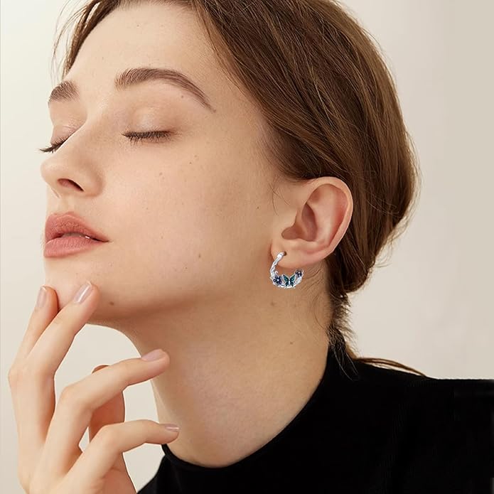 JUSTKIDSTOY Hypoallergenic Panda/Unicorn/Hummingbird/Dolphin Hoop Earrings for Women 925 Sterling Silver Animal Huggie Hoop Earrings Jewelry Gifts for Sensitive Ears