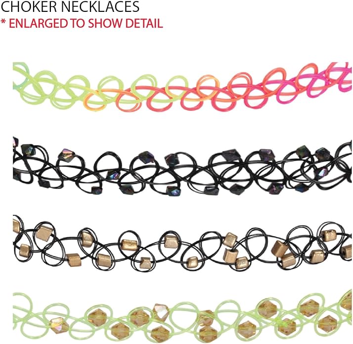 BodyJ4You 12PC Tattoo Choker Necklace for Women - 90s Choker Necklaces Y2K Fashion Trendy Vintage - Emo Black Choker Rainbow Pink White Purple Neon Green Blue Daisy Flower