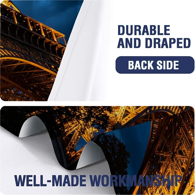 Eiffel Tower Curtains for Bedroom Living Room Decor, Night View Blackout Curtain - Image 6