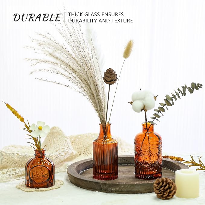 SUPMIND Glass Bud Vases Set of 12, Small Dark Brown Flower Vases in Bulk | - Image 5